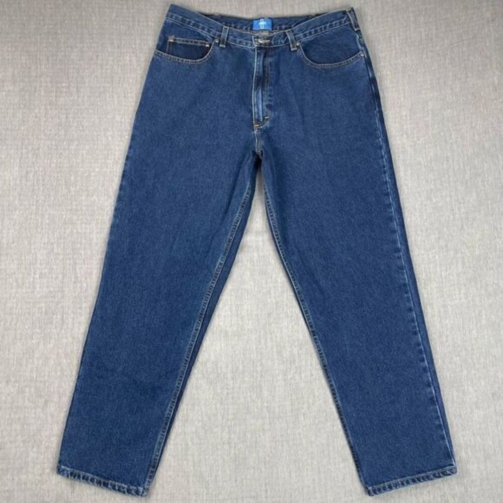 Vintage 90’s B.E. Blues Dark Wash Relaxed Tapered Denim Jeans Men’s Size 36x30